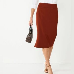 NINE WEST Pull-On Ponte Pencil Skirt Cherry Merlot Rust Size Small New Tags